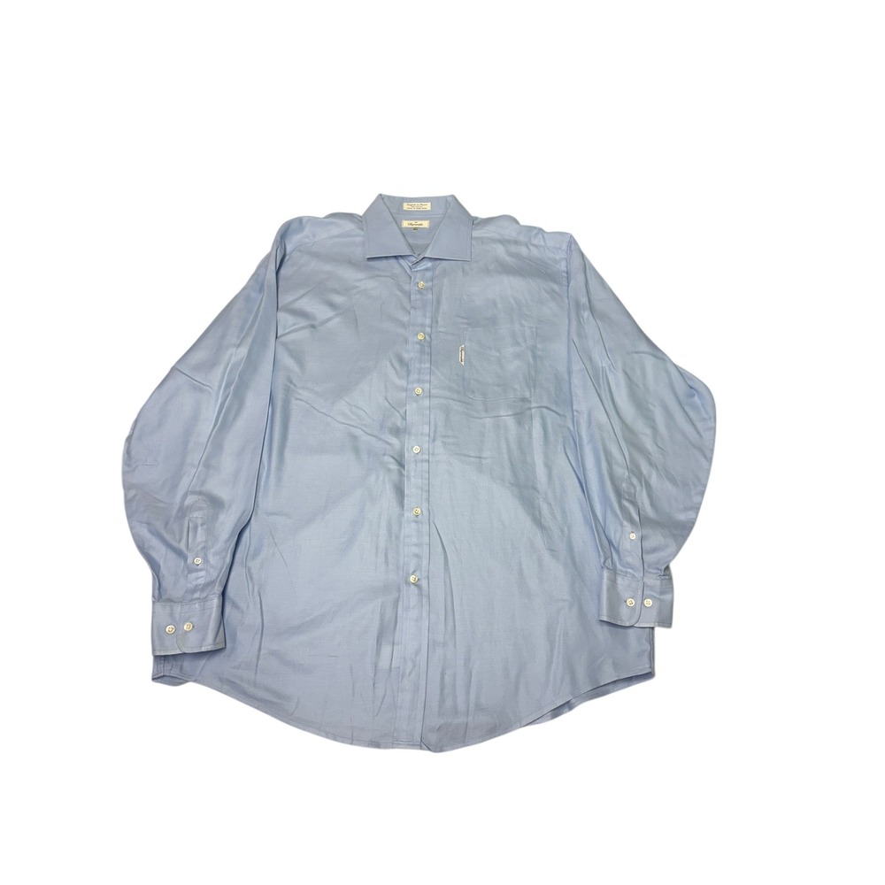 Faconnable Men's Light Blue Striped Dress Shirt Size 18 1/2 XL Cotton
